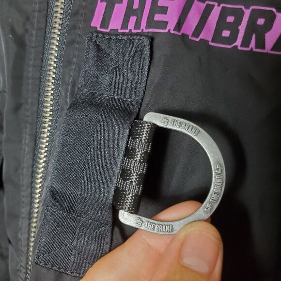 LF the Brand Biker Style Utility Logo Jacket Size XS Black Purple Straps - Picture 2 of 9
